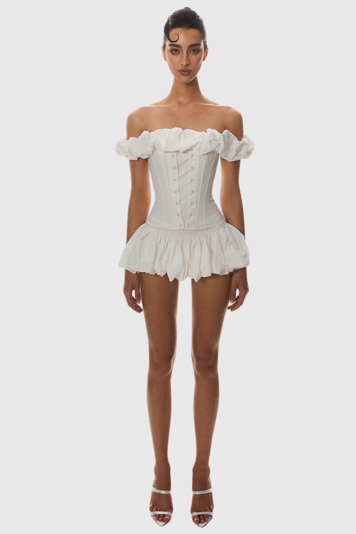 Tyora Puff Off Shoulder Lace Up Corset