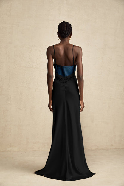 Lisette lace-trim panelled maxi dress