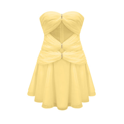 Émilienne cut-out pleated off-shoulder mini dress