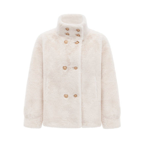 Chantal white faux-fur double-breasted jacket
