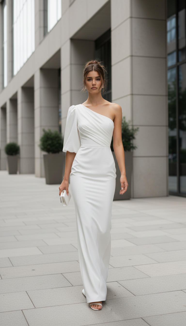 Shoulder Solid Women Dress Casual Autumn Lantern Sleeve Bridesmaid Dress