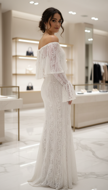 Suninheart White Off The Shoulder Autumn Bodycon Dress 2025