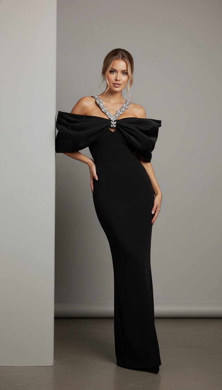 Sloan Halter Diamond Off-The-Shoulder Bandage Maxi Dress