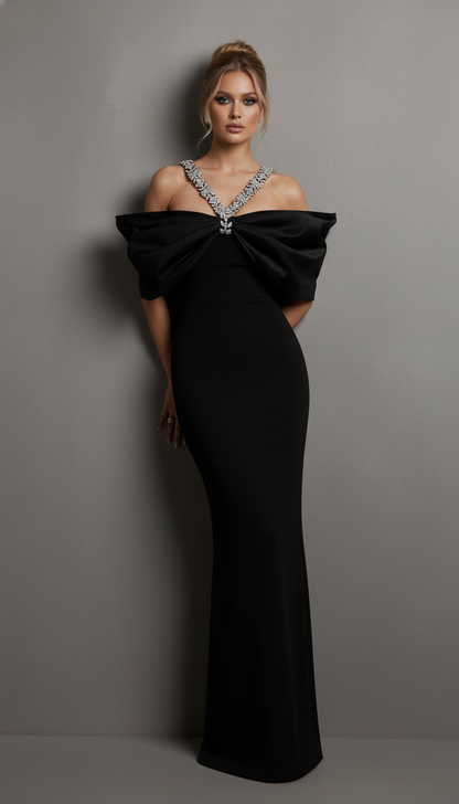 Sloan Halter Diamond Off-The-Shoulder Bandage Maxi Dress