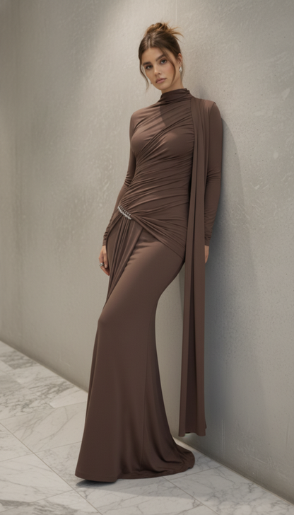 Elegant Irregular Pleated Maxi Dress for Women