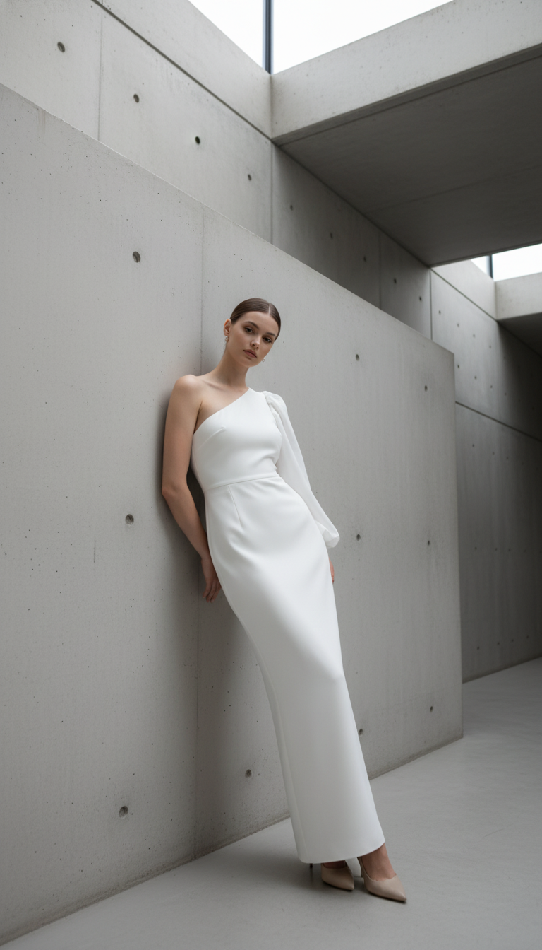 Shoulder Solid Women Dress Casual Autumn Lantern Sleeve Bridesmaid Dress