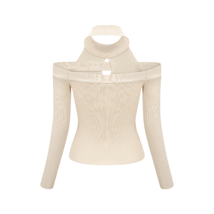 Aladdin-rollneck cut-out knitted top