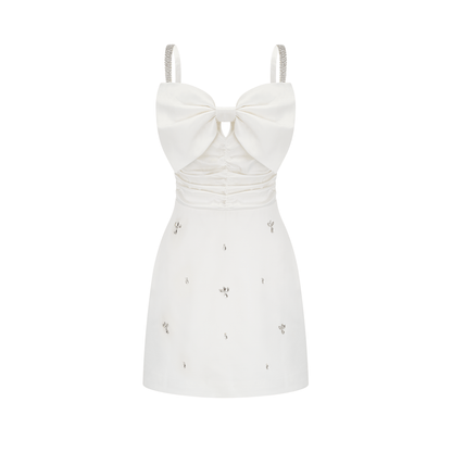 Anastasia white crystal-embellished mini dress