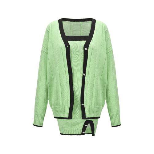 Chava green knitted cardigan & dress matching set