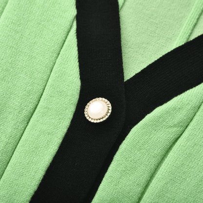 Chava green knitted cardigan & dress matching set