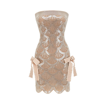 Astrid brown embellished mini dress