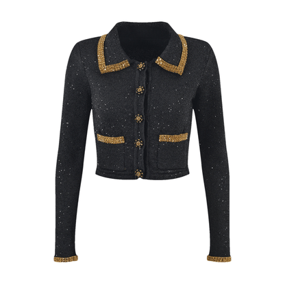 Blandine black sequin jacket & skirt matching set
