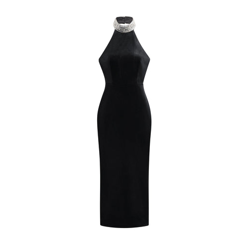 Caisa embellished turtle-neck black dress