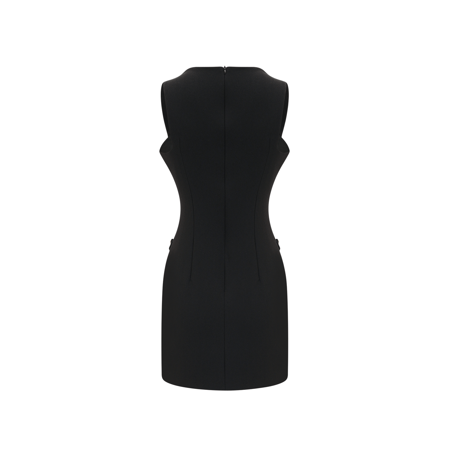 Cascade button-detail black mini dress (US Only)