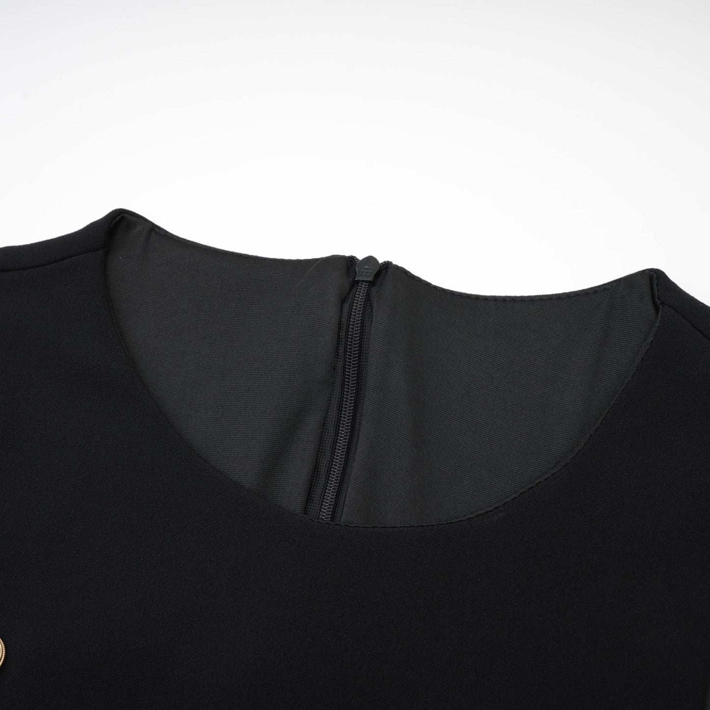 Cascade button-detail black mini dress (US Only)