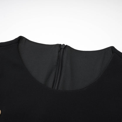 Cascade button-detail black mini dress (US Only)