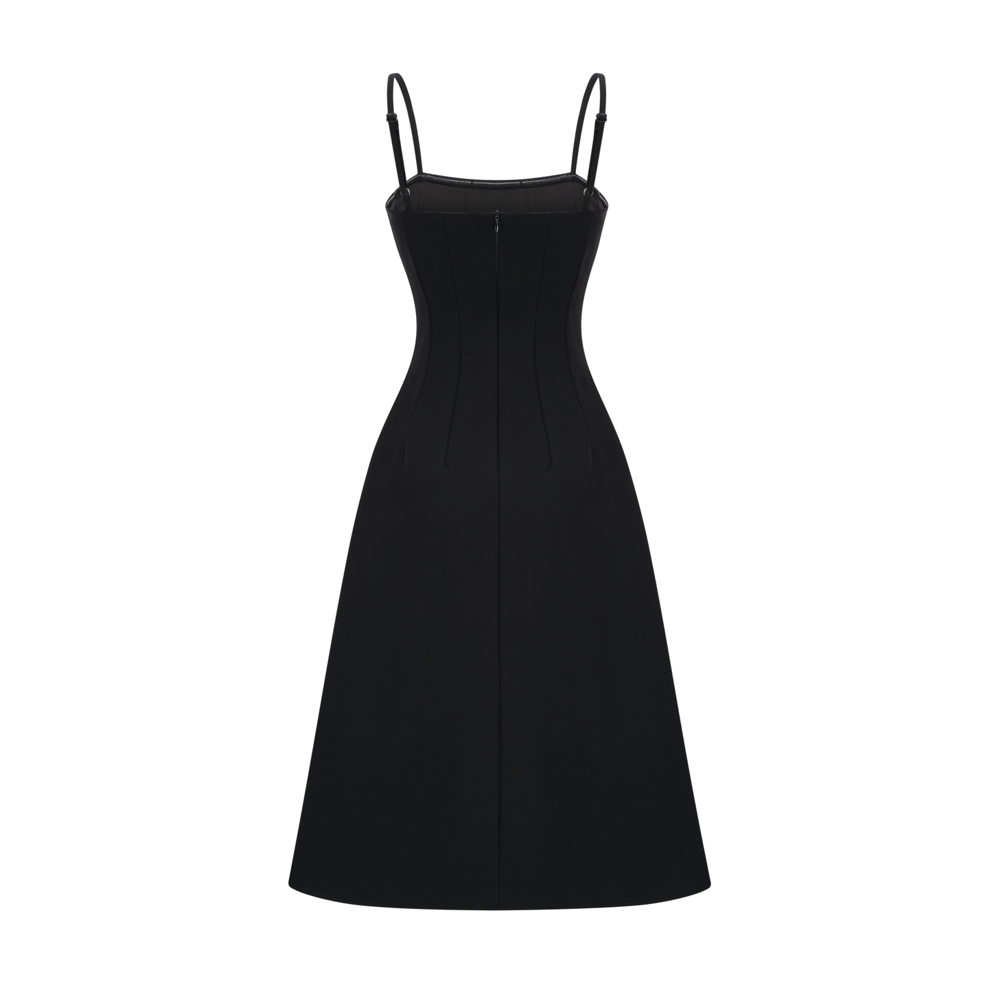 Cendrine black open-back pleated midi dress