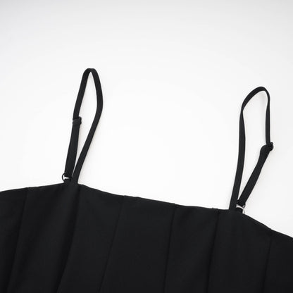 Cendrine black open-back pleated midi dress