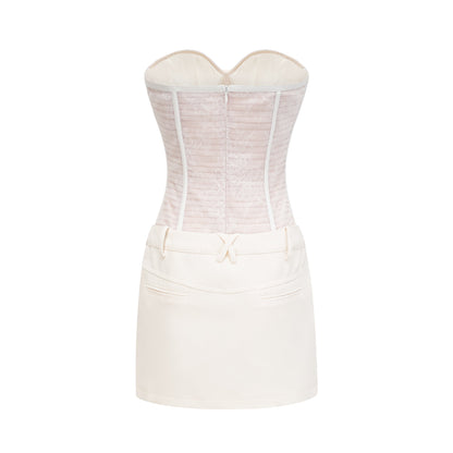 Cerys white mesh mini dress