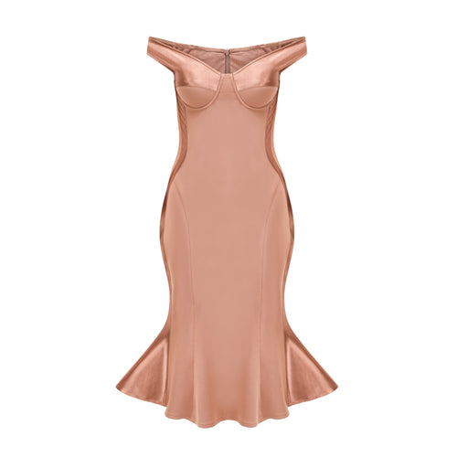 Clémence bustier-style fitted midi dress
