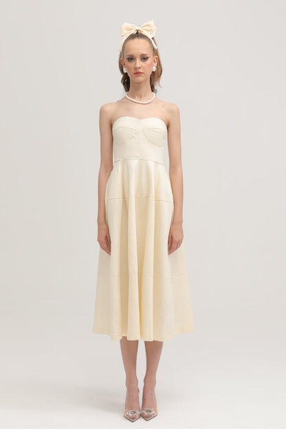 Cortny bustier-style pleated midi dress (US Only)