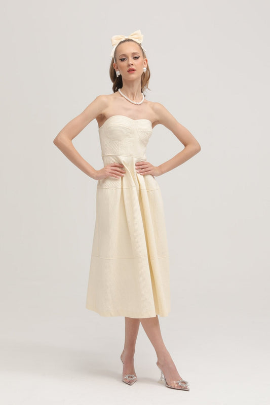 Cortny bustier-style pleated midi dress (US Only)