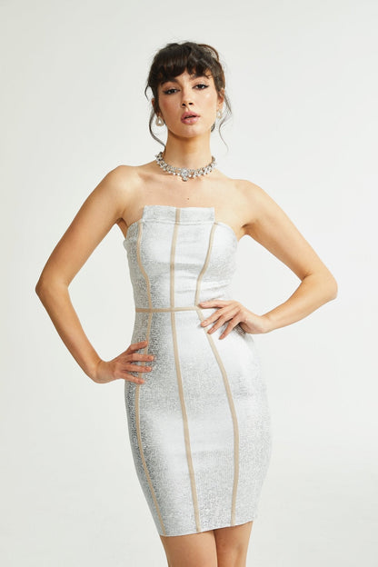 Danica silver bandage mini dress (US Only)