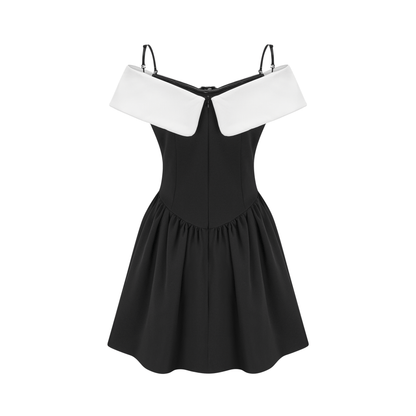 Deniece off-the-shoulder black mini dress (US Only)