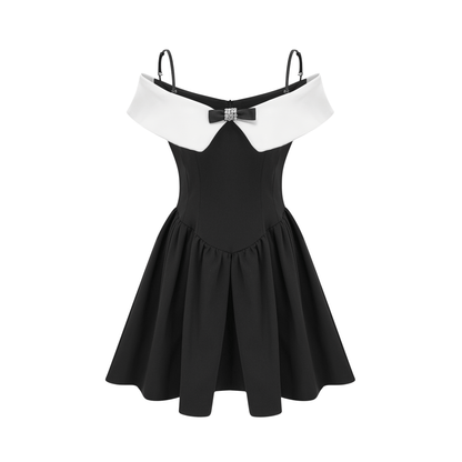 Deniece off-the-shoulder black mini dress (US Only)