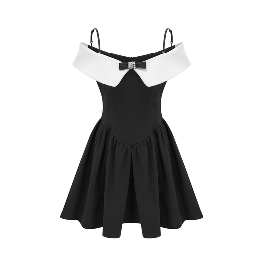 Deniece off-the-shoulder black mini dress (US Only)
