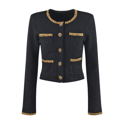 Ariane black sequined tweed jacket & skirt matching set