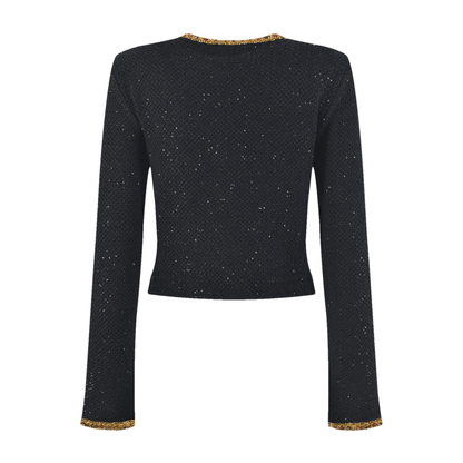 Ariane black sequined tweed jacket & skirt matching set