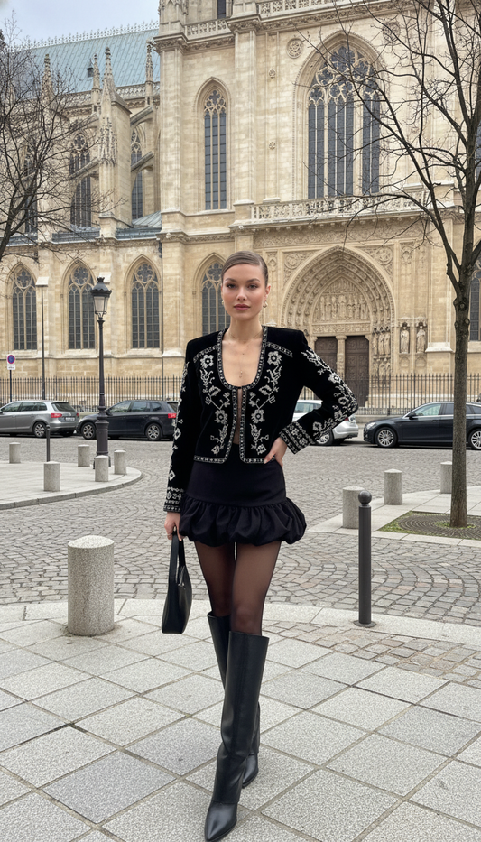 Maison Celie Velvet Embroidered Couture Jacket