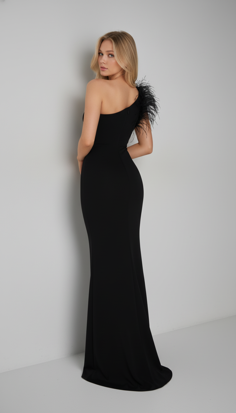Dulzura One-Shoulder Black Maxi Dress