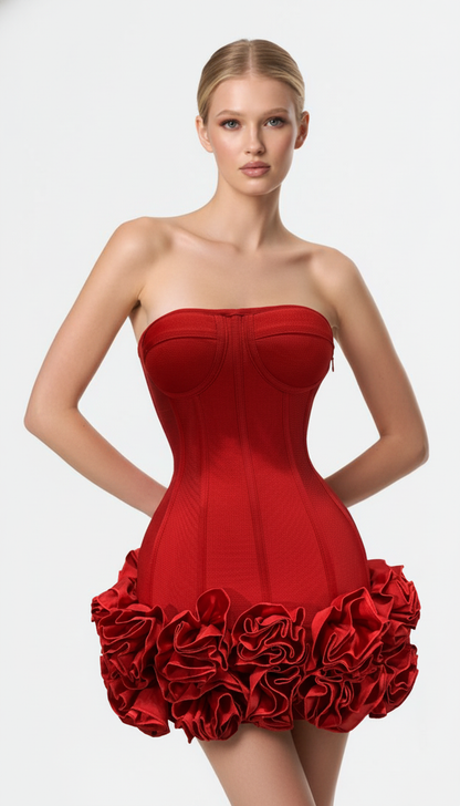 Maison Celie – Rouge Couture Bloom Corset Mini Dress