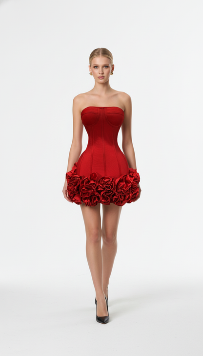 Maison Celie – Rouge Couture Bloom Corset Mini Dress