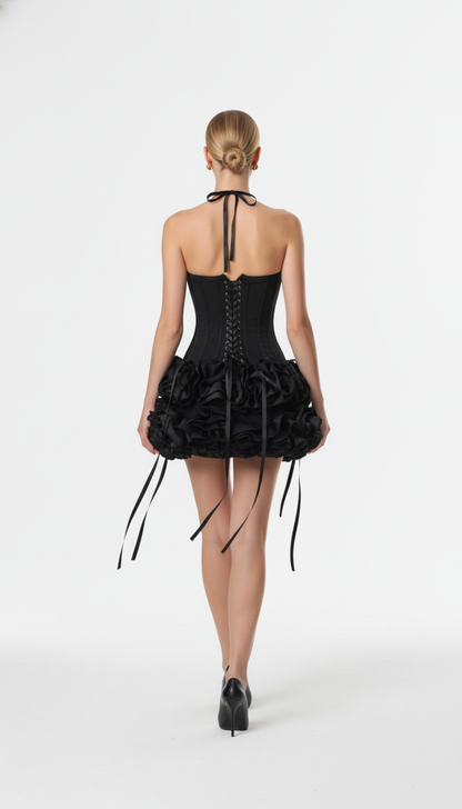 Maison Celie – Noir Bloom Sculpted Corset Mini Dress