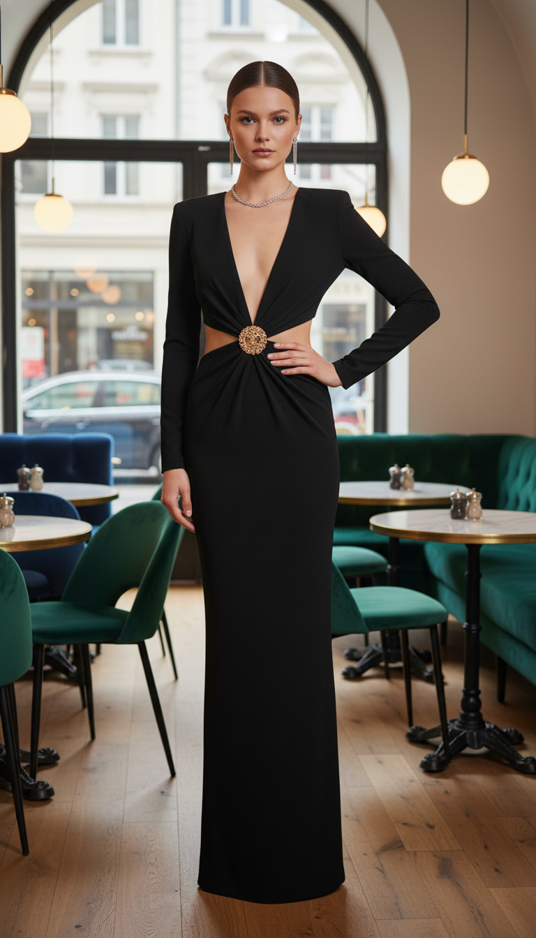 Kliou Waistless V-neck Maxi Dress