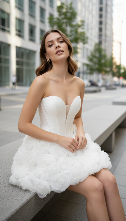 Maison Celie Lumière Rosette Corset Mini Dress