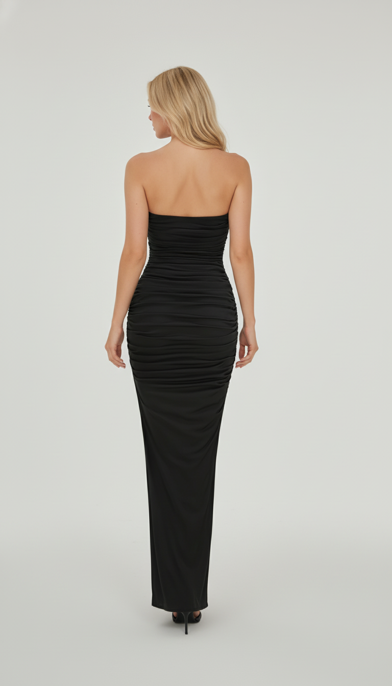 Maison Celie Black Ruffle Sculpture Gown