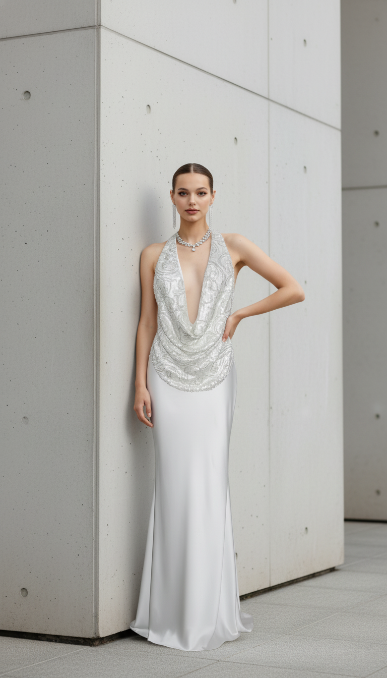 Nibber Temperament 2-Piece Set – Swing Collar Backless Top + Smooth Skirt