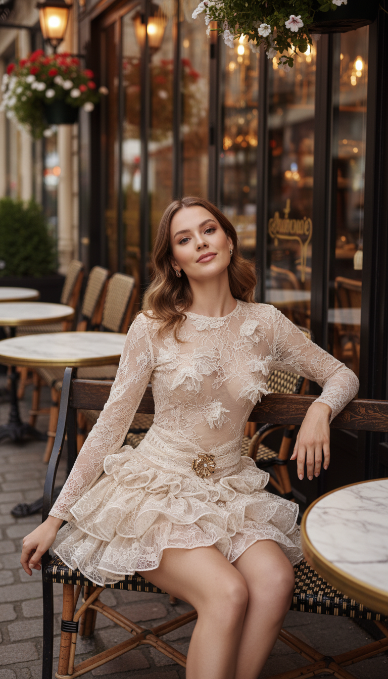 Maison Celie unveils the Élise Lace Couture Ruffle Mini Dress