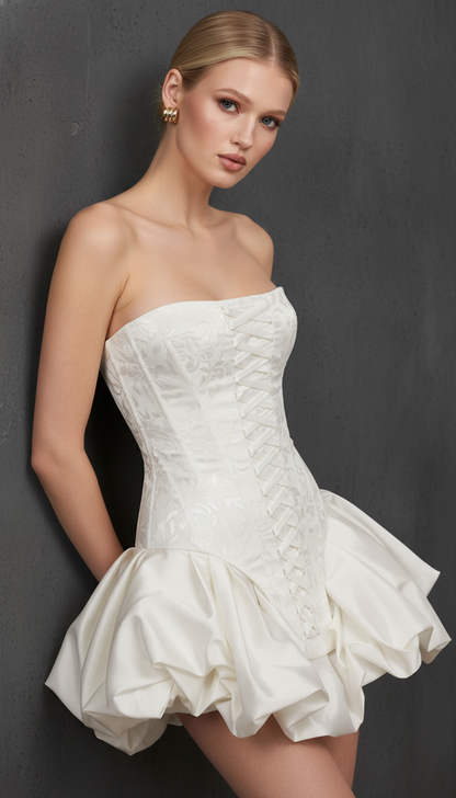 Maison Celie Ivory Sculpted Corset Mini Dress