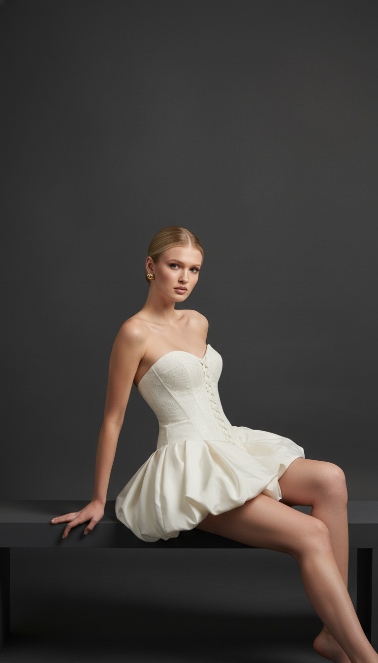 Maison Celie Ivory Sculpted Corset Mini Dress