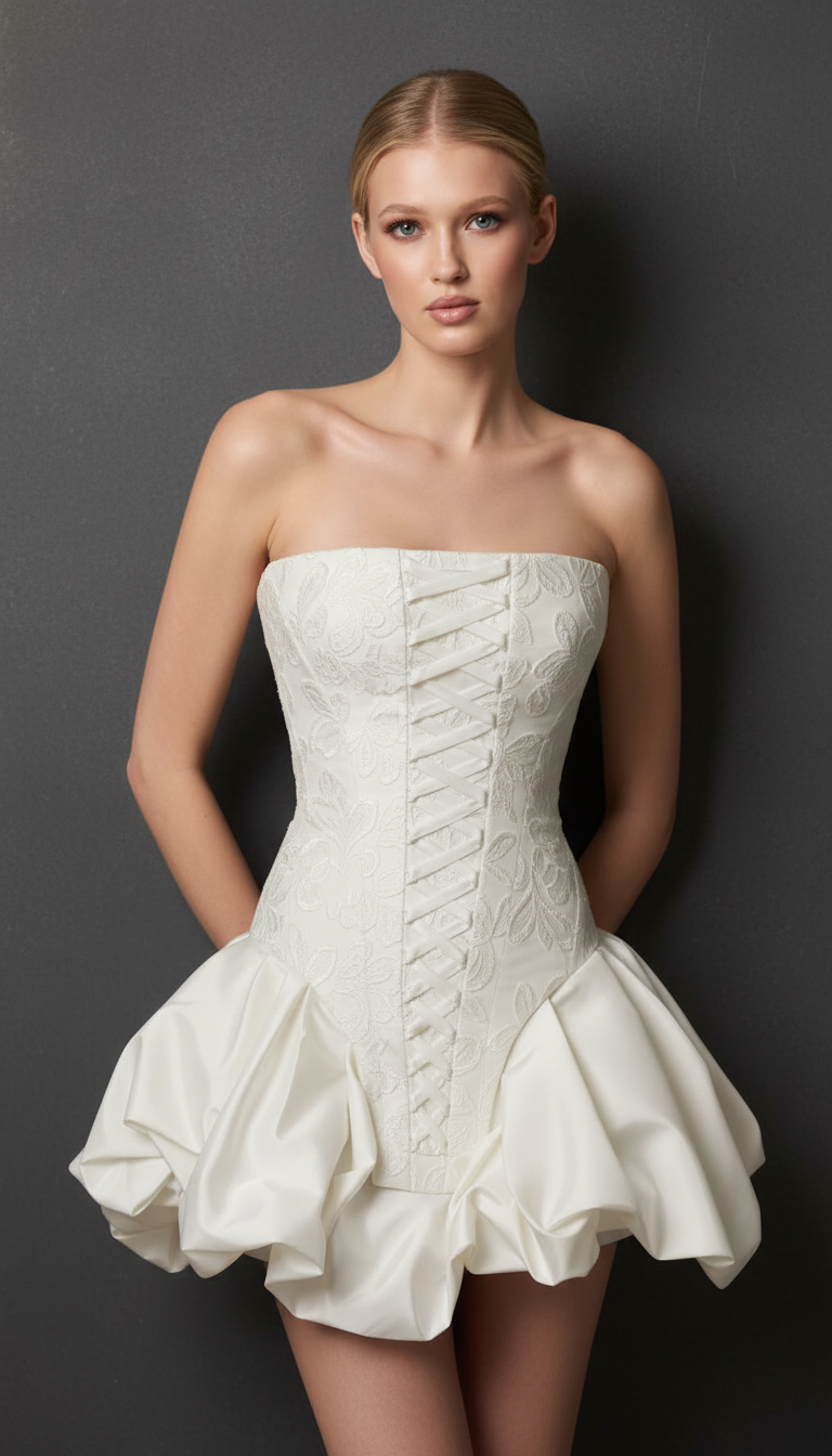 Maison Celie Ivory Sculpted Corset Mini Dress