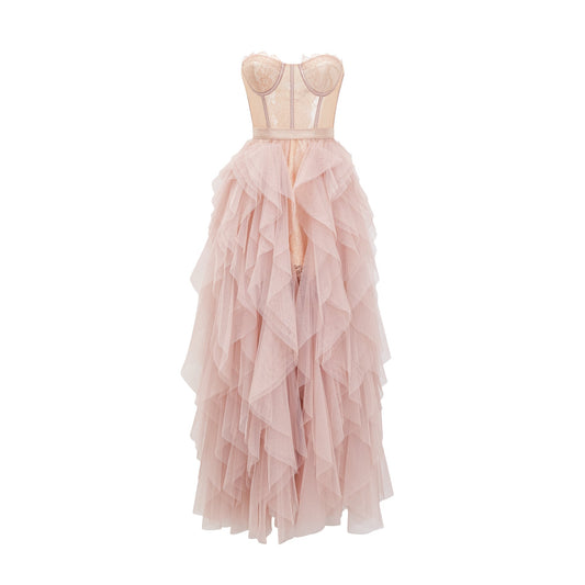 Eilís pink bustier mesh maxi dress (US Only)