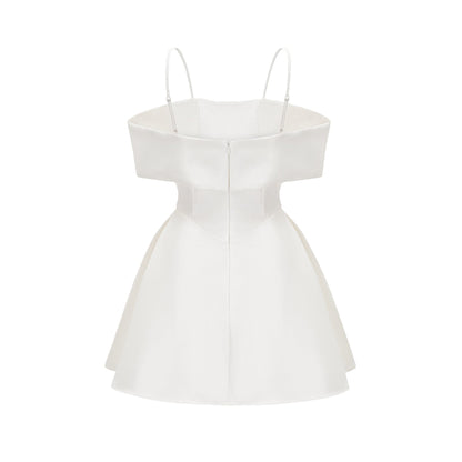 Elva white bowknot flared mini dress (US Only)