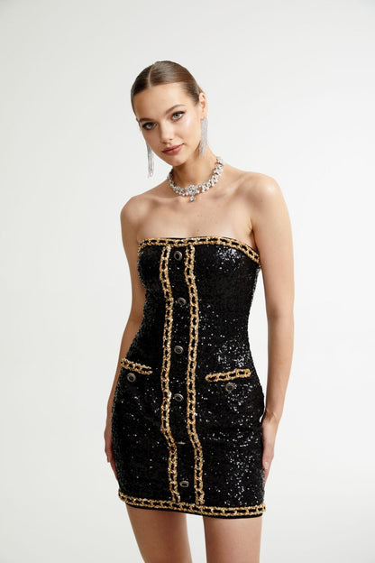 Eulalia black embellished mini dress (US Only)