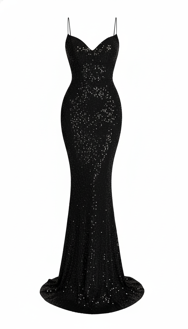 Seraphina Black Sequin Mermaid Maxi Gown