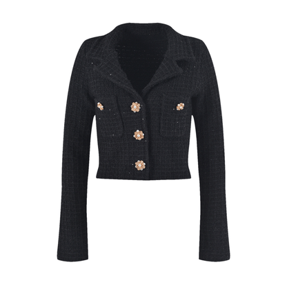 Fatoumata black waffle-knit jacket & skirt matching set
